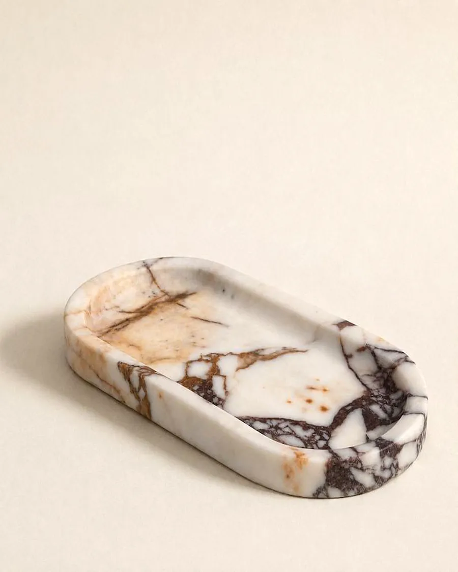 Elegant Rectangular Serving Platter — handcrafted marble, Agra