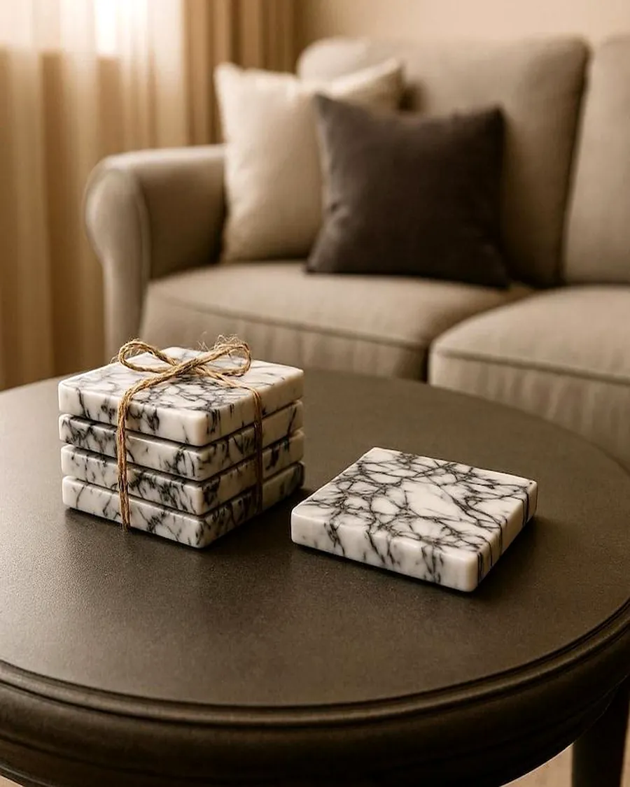 Tea Coasters — handcrafted marble from Agra